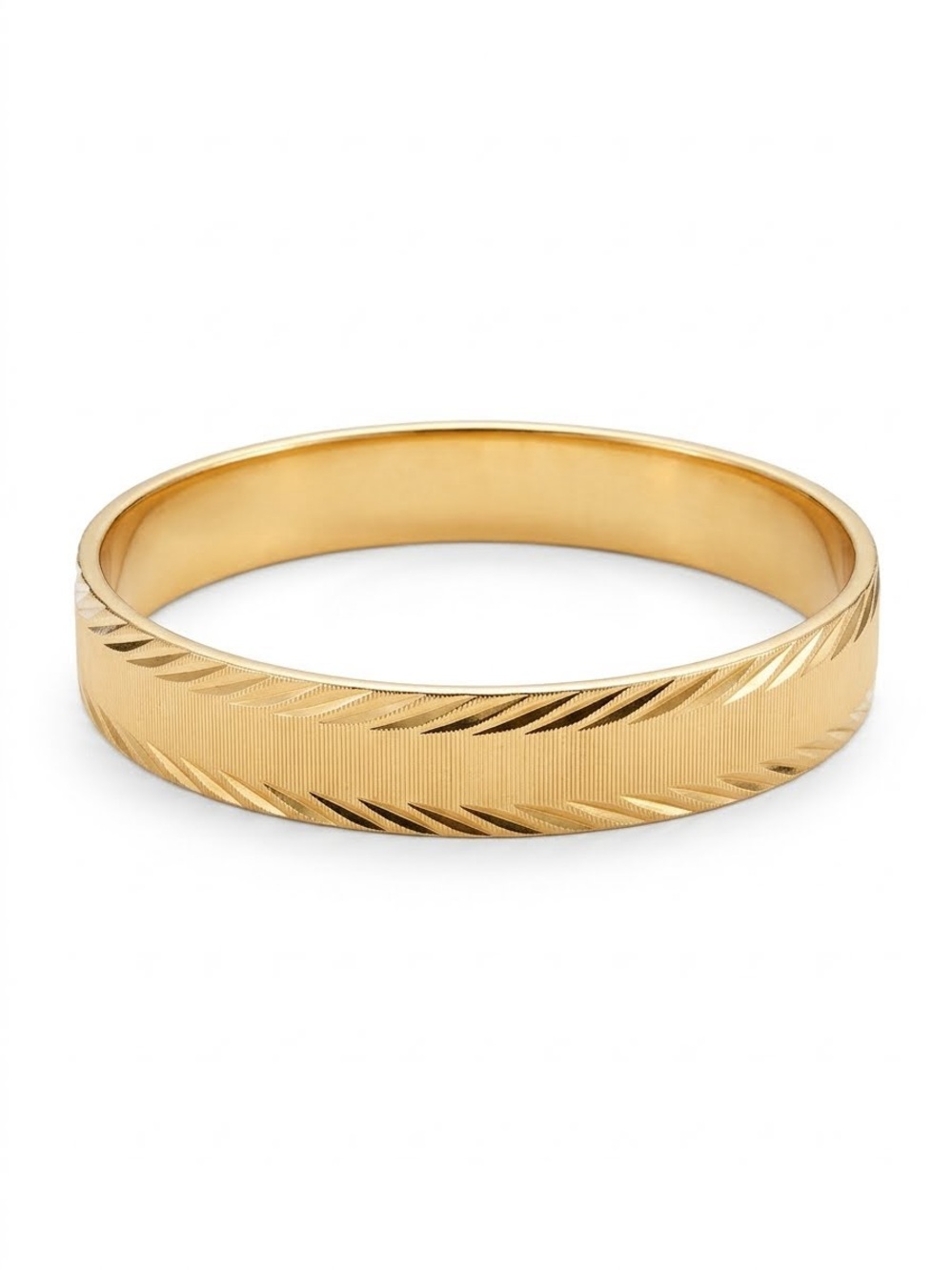Vintage Monet Gold Tone Etched Bangle Bracelet Signed Size S